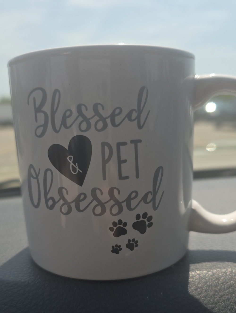 Royal Norfolk White Mug with Gray 'Blessed & Pet Obsessed' Design